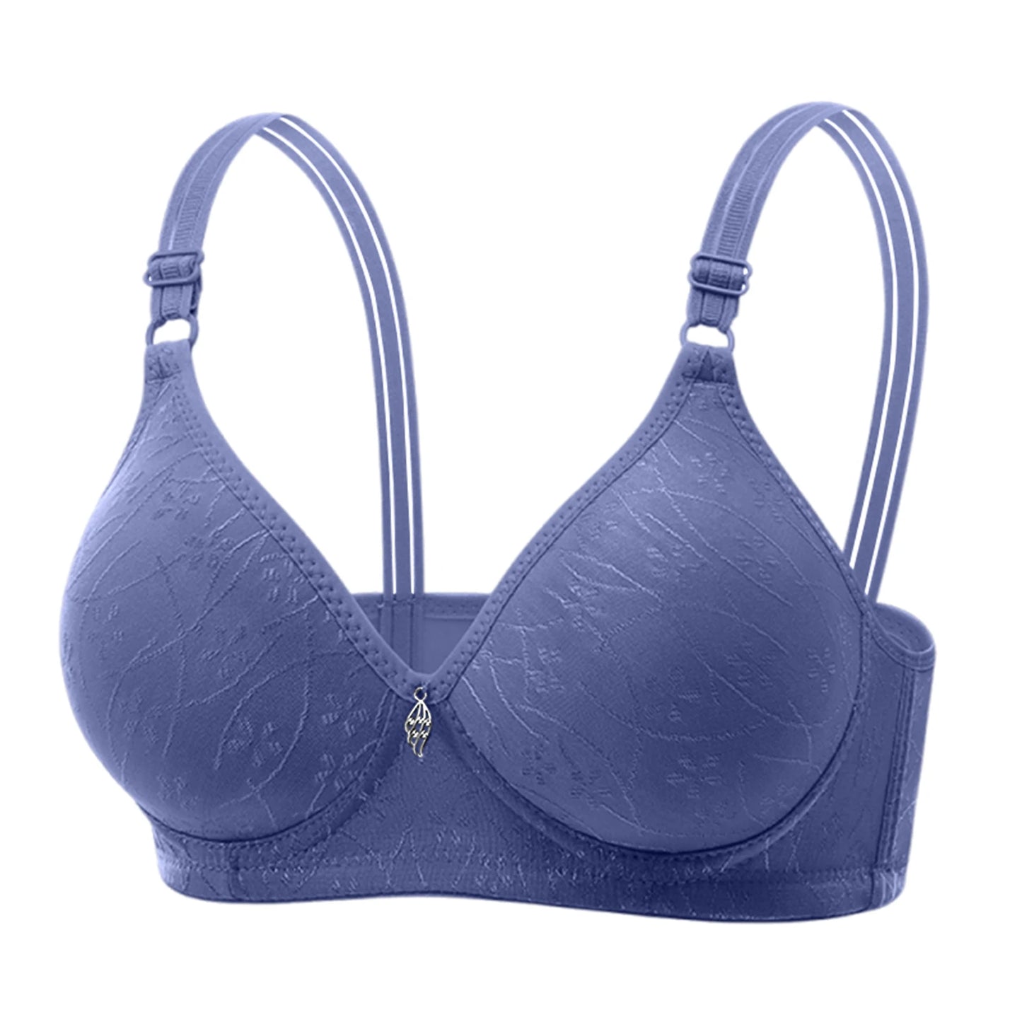 Traditional Style Women's Bra with Bamboo Charcoal Inner Cup Thin Molded Cup for Middle-Aged And Elderly Comfortable Underwear Peaceful Pleasures Health and Wellness Blue 36