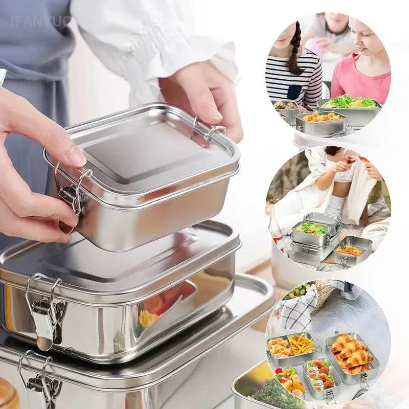 Stainless Steel Bento Box Metal Lunch Box Food Storage Containers with Lockable Clips Lunch Snack Boxes for Work,School Peaceful Pleasures Health and Wellness