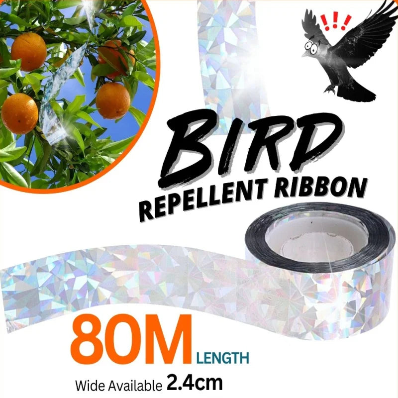 80M Anti Bird Tape Bird Scarer Flashing Reflective Tapes Non-toxic Bird Repeller Anti Pigeons Scare Double-sided Ribbon Repeller Peaceful Pleasures Health and Wellness