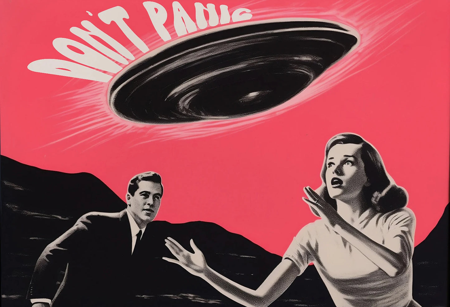 UFO Alien Cow Abduction Canvas Print | Retro Sci-Fi Wall Art