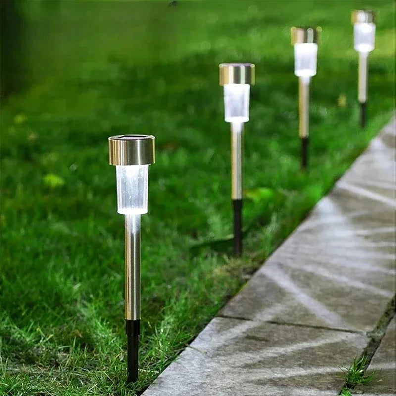 Solar Stainless Steel Pathway Lights | Waterproof Garden Stake Lamps