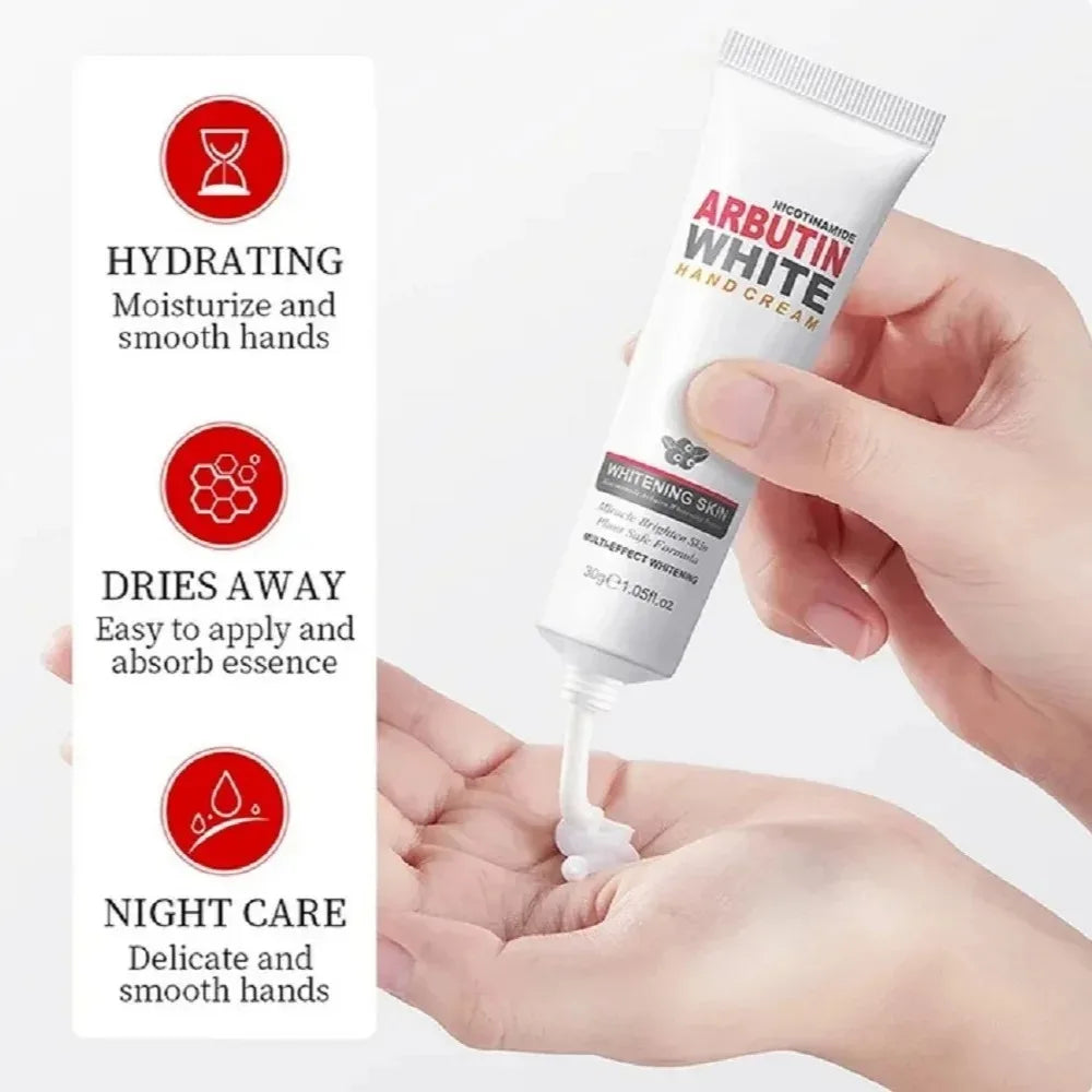 Whitening Moisturizing Hand Cream Niacinamide Arbutin Wrinkle Removal Repair Cracks Fade Fine Lines Brightening Skin Hand Care Peaceful Pleasures Health and Wellness