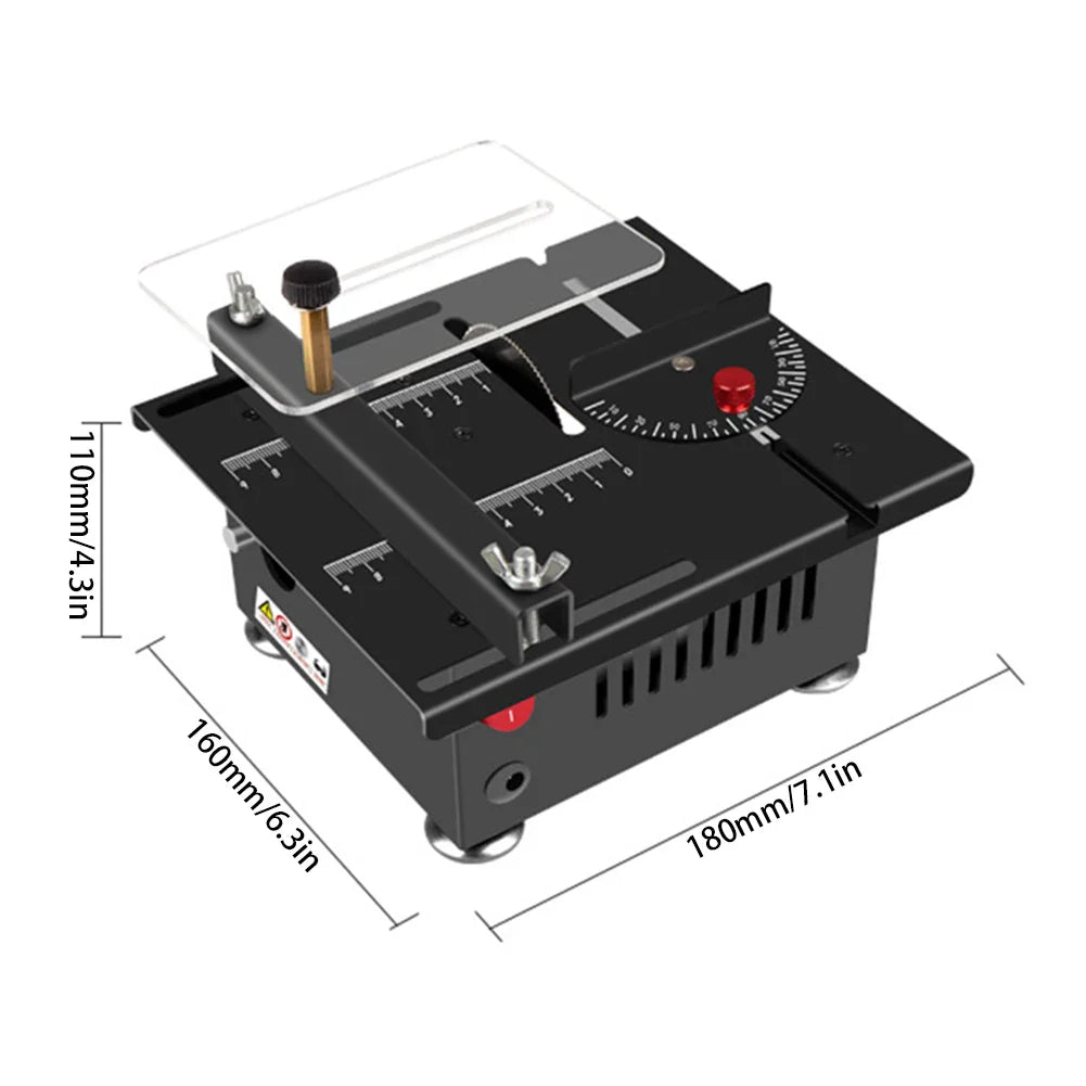 Mini Electric Table Saw 100W | 0–90° Adjustable DIY Cutter