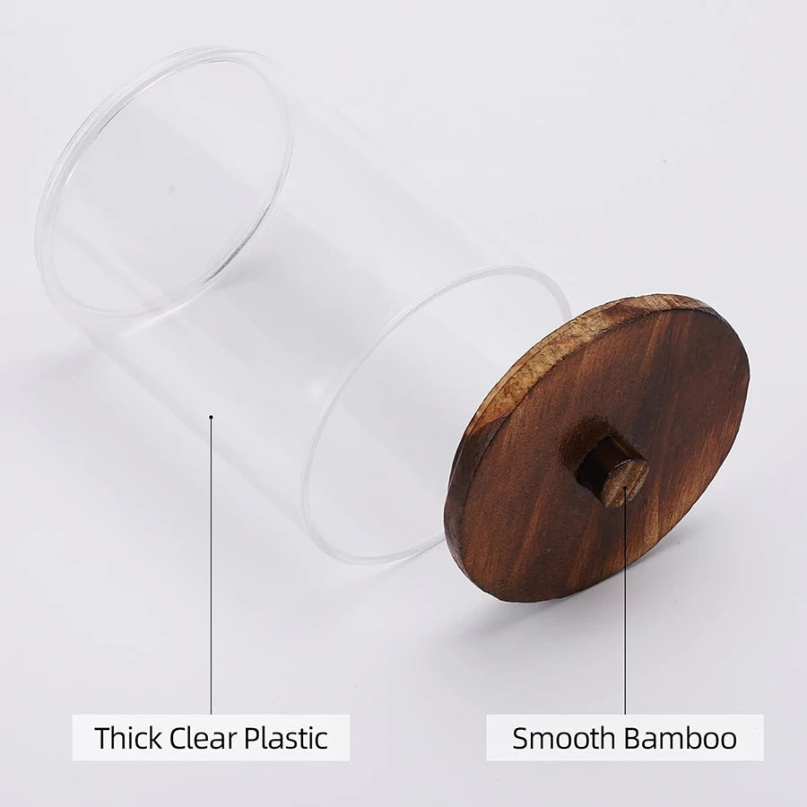 Qtip Holder & Apothecary Jars – Clear Plastic Bathroom Storage Containers (1/2/3/4 Pack)