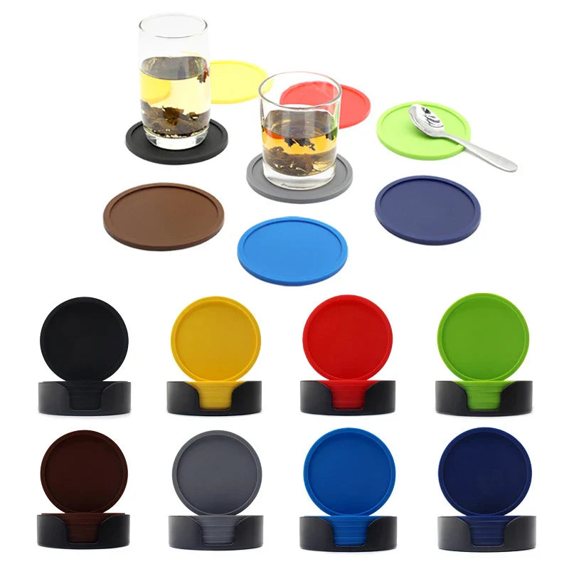 6-Piece Non-Slip Silicone Coaster Set – Round Cup Mats