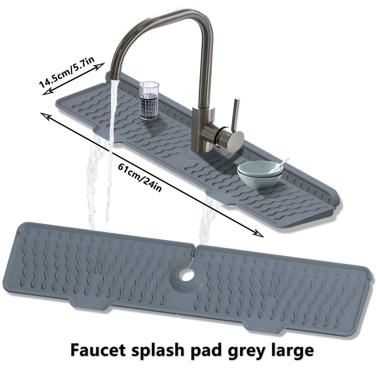 Silicone Kitchen Sink Faucet Mat – Long Splash Guard