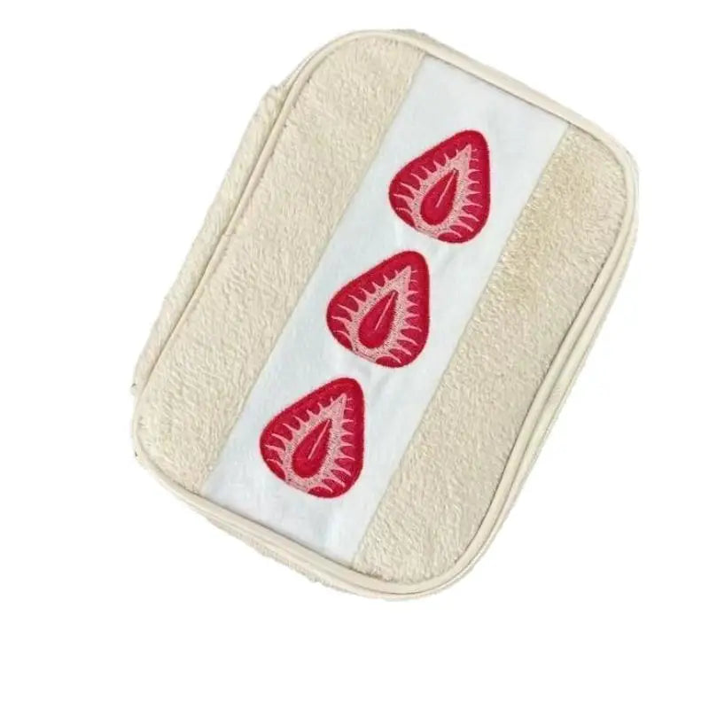Strawberry Embroidery Organizer Pouch | Pencil & Cosmetic Bag