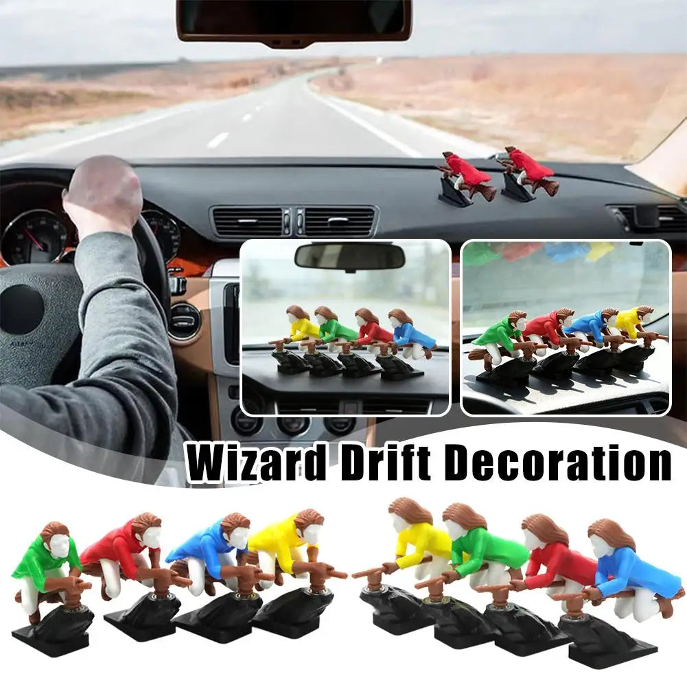 Witch Wizard Broomstick Moving Dashboard Ornament | Car Decor