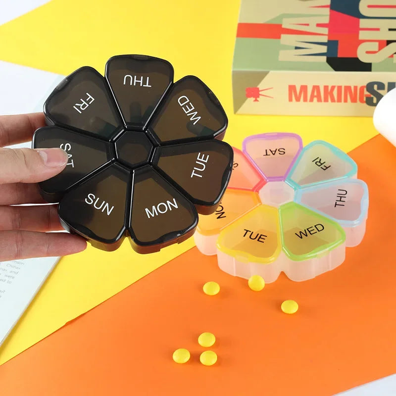 New Mini Small Portable Travel Vitamin Pill Box Cases Container Organizer Storage Tablet 7 Days 7 Grids Medicine Pills Fish Oils Peaceful Pleasures Health and Wellness