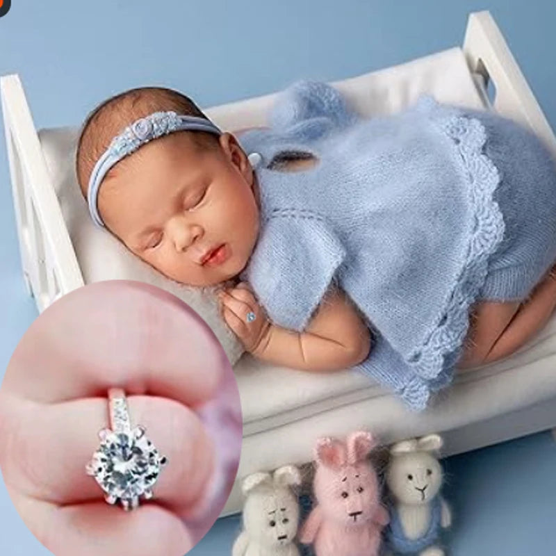 Newborn Photography Rings - Rhinestone Baby Photo Props for Girls & Boys - Shimmering Crystal Rings for Infant Shoot Studio Peaceful Pleasures Health and Wellness