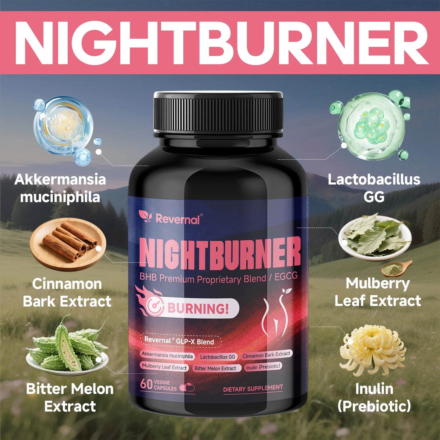 Night Time Burner Capsules – BHB, Green Tea, Apple Cider Vinegar Peaceful Pleasures Health and Wellness