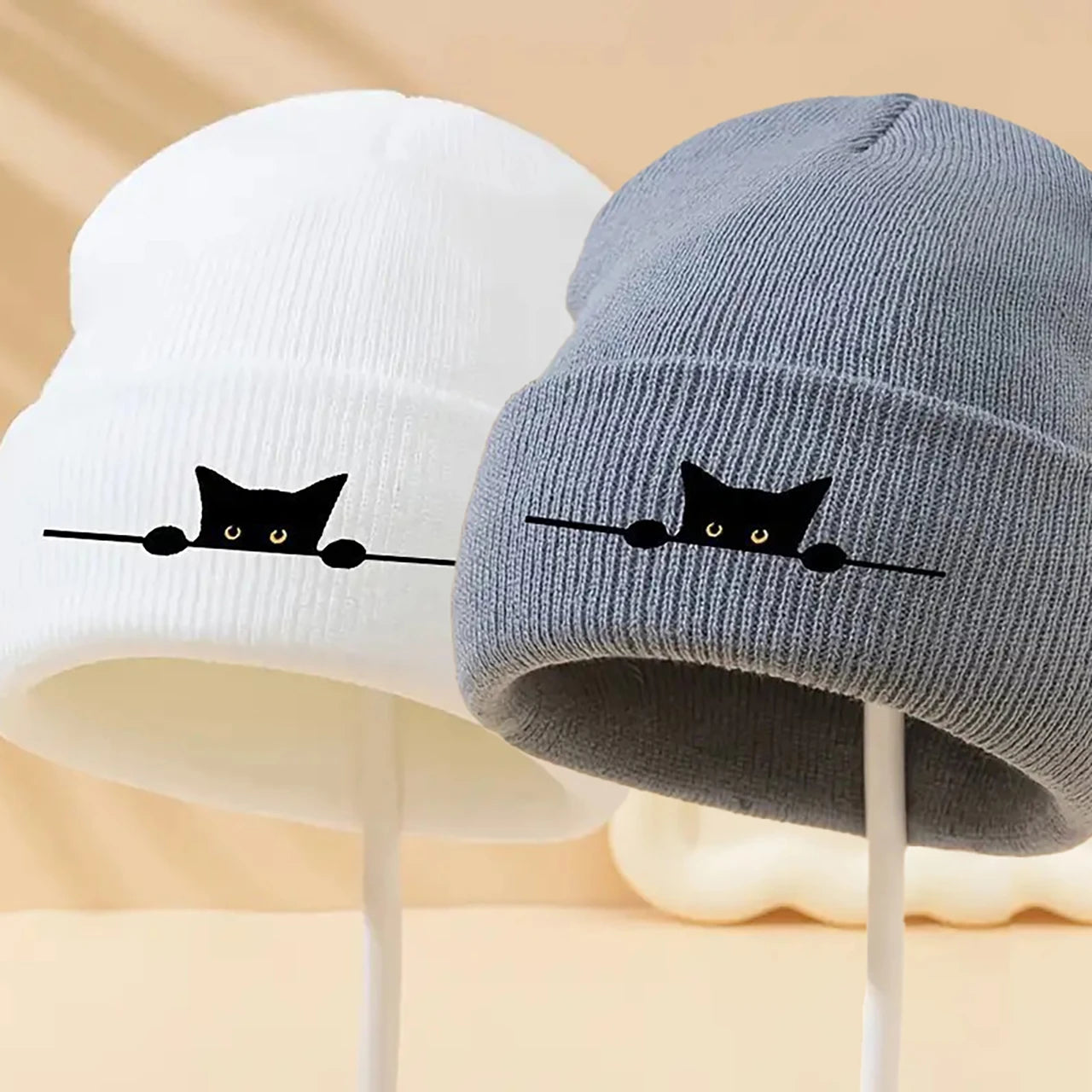 Cute Cat Ear Beanie – Unisex Knit Winter Warm Hat