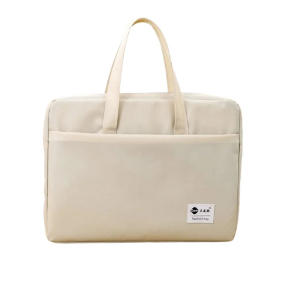 Large Capacity Document Storage Bag Double Layer Waterproof Book Storage Bag Oxford Cloth with Handle A4 File Organizer Peaceful Pleasures Health and Wellness Champagne