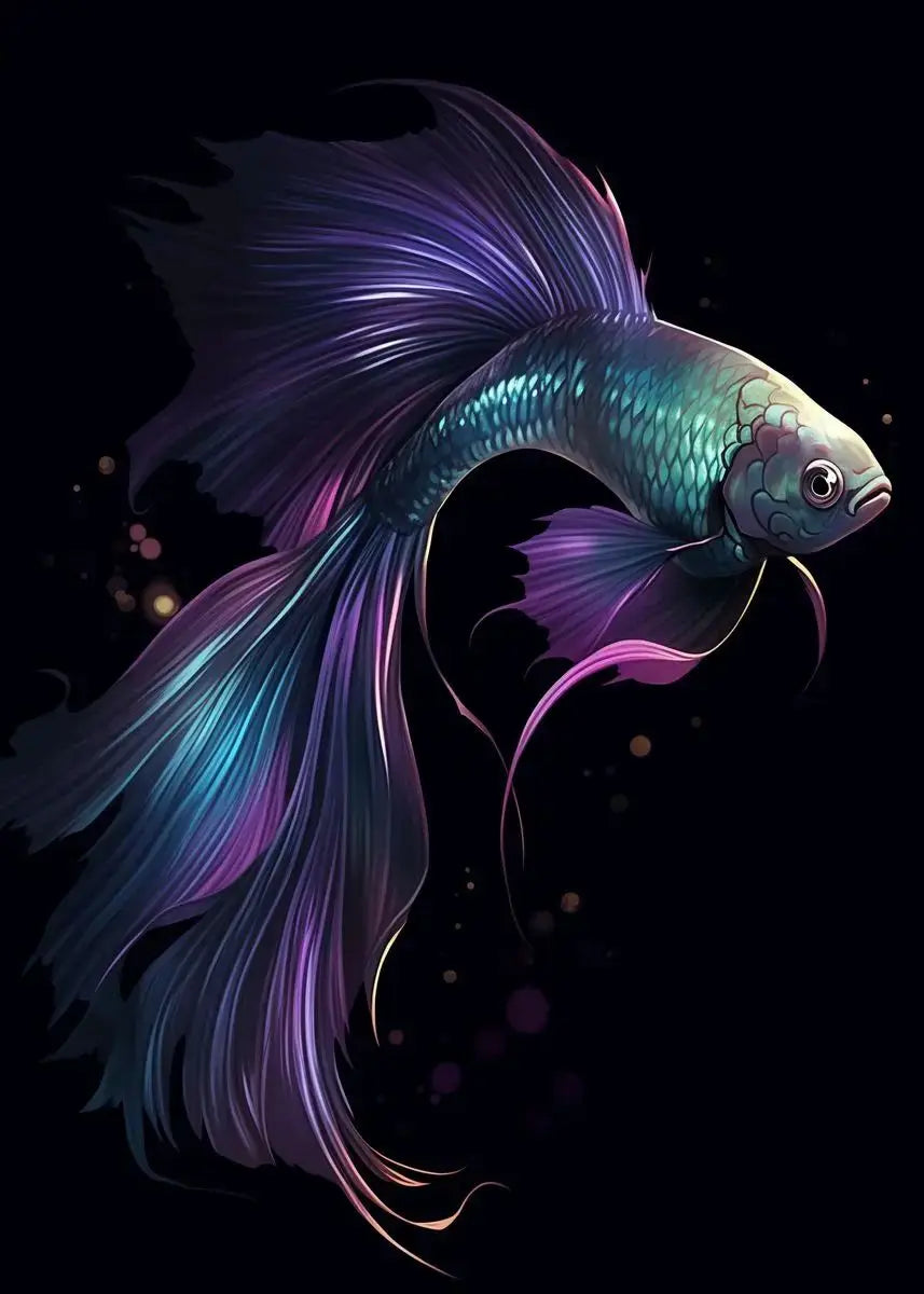 Tropical Fish Canvas Wall Art | Betta Goldfish Rainbow Fish Print
