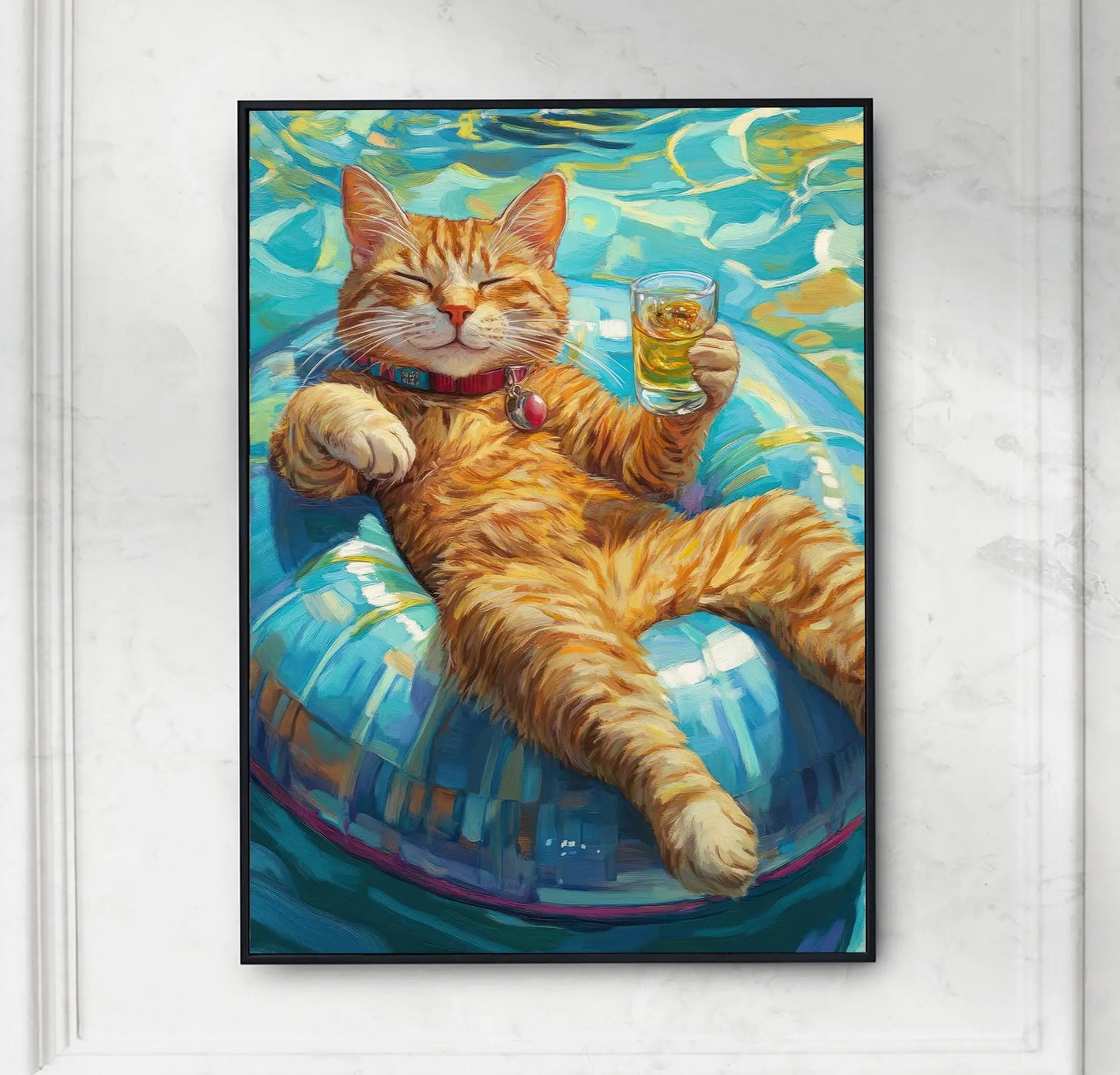 Funny Animals Swimming Pool Canvas Wall Art | Bathroom Decor
