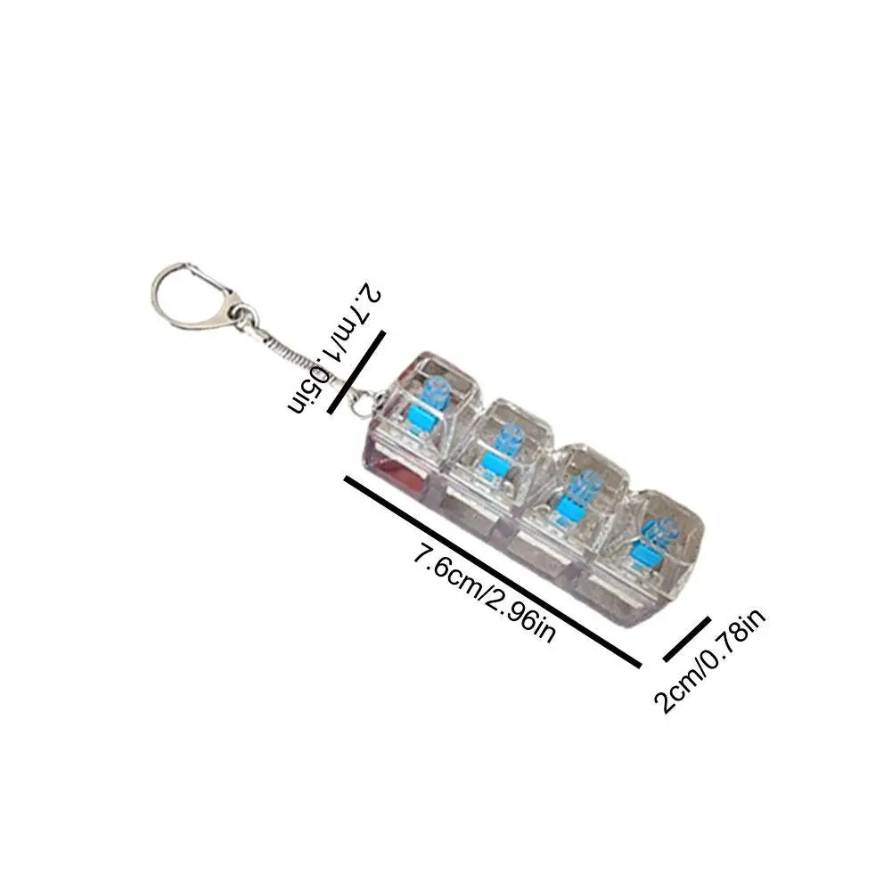 4-Key Mechanical Keyboard Fidget Keychain with LED – Clicker Gift Fidget Keychain Peaceful Pleasures Health and Wellness