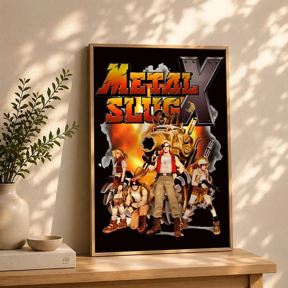 Game M-Metal SlugS Poster HD Self Adhesive Waterproof Wall Art Ideal for Home Office Dorm Bedroom Great Gift Peaceful Pleasures Health and Wellness White4 50X70cmNoframe
