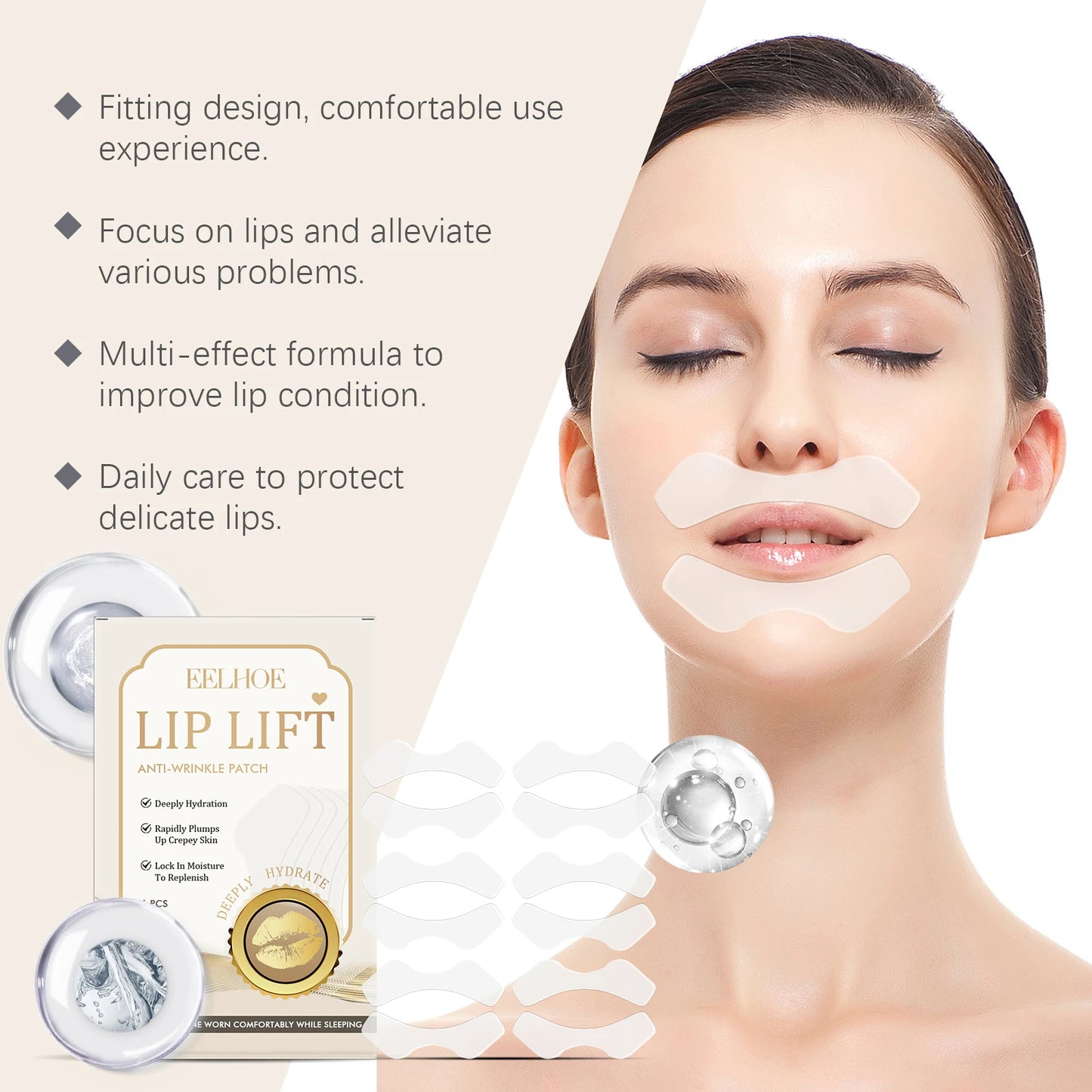 EELHOE Anti-Wrinkle Lip Patches | Hydrating Firming Mask 6pc Anti-Aging Lip Patch Peaceful Pleasures Health and Wellness