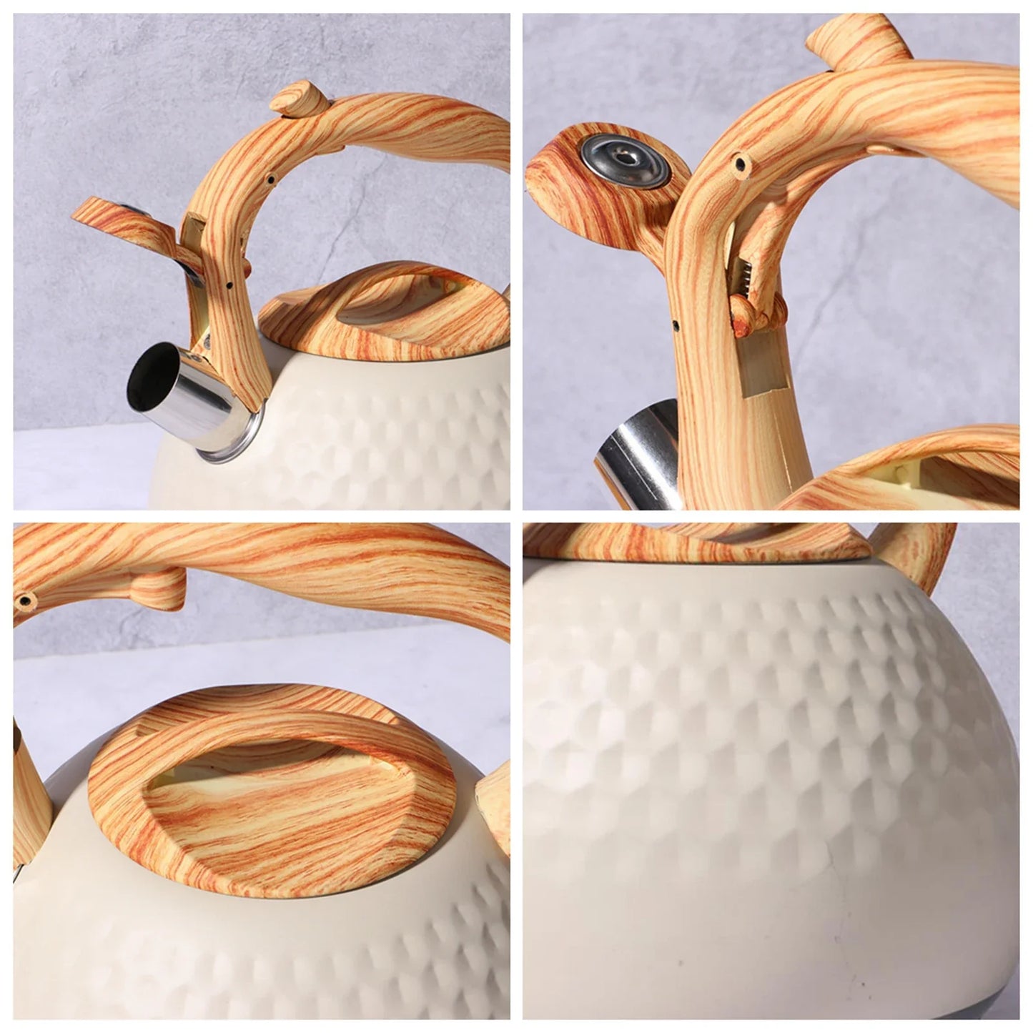 3L Stainless Steel Whistling Kettle – Anti-Scald Wooden Handle