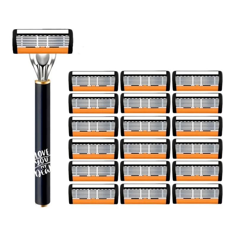 6-Blade Manual Razor for Men | Portable Travel Shaver