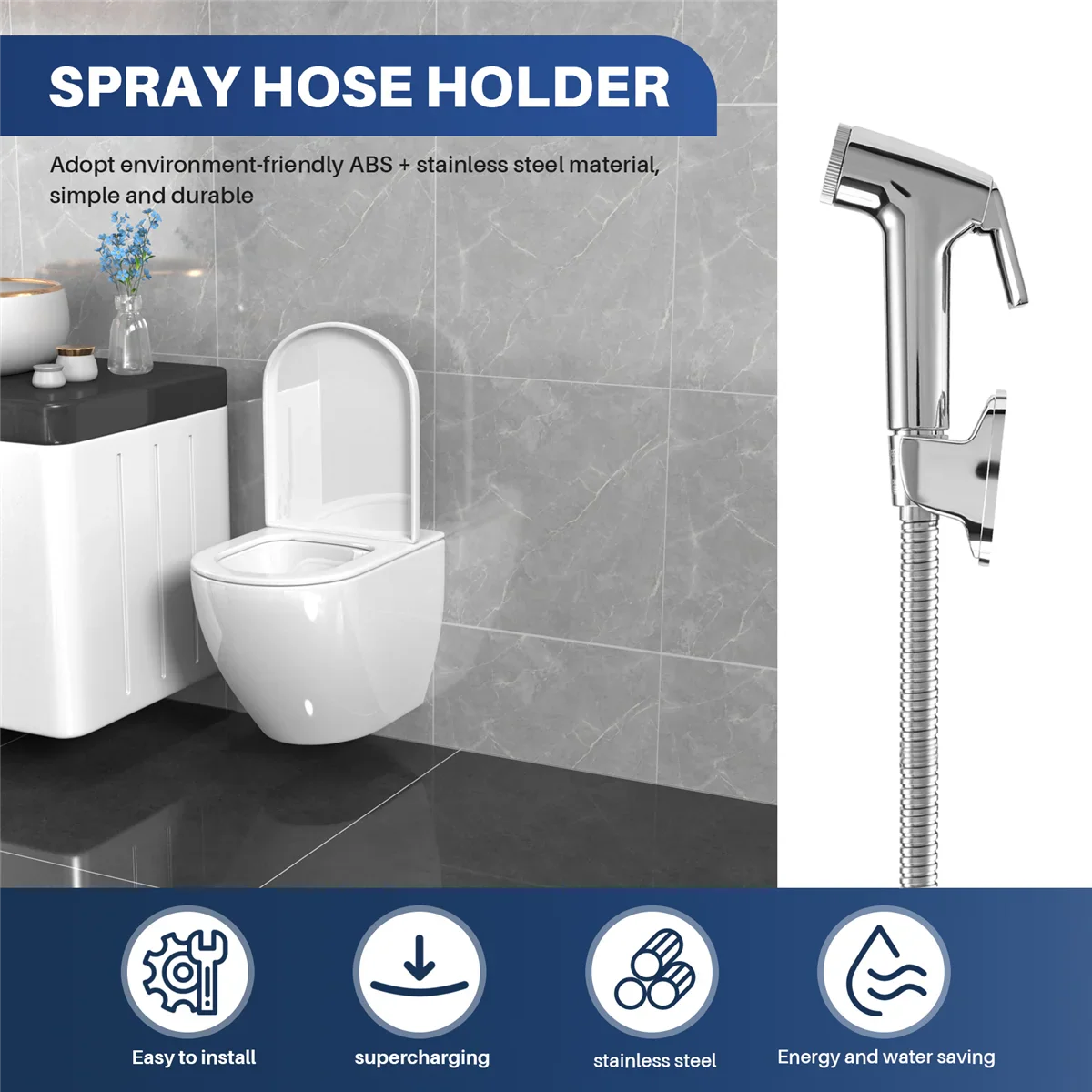 Handheld Bidet Sprayer Set with 1.5m Hose & Wall Holder
