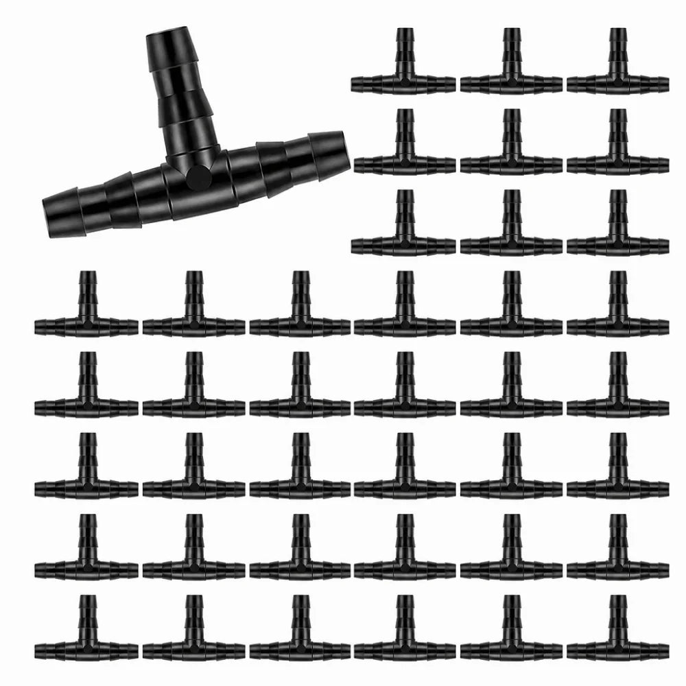 100-Pack 4/7mm Tee Connectors for Drip Irrigation Systems
