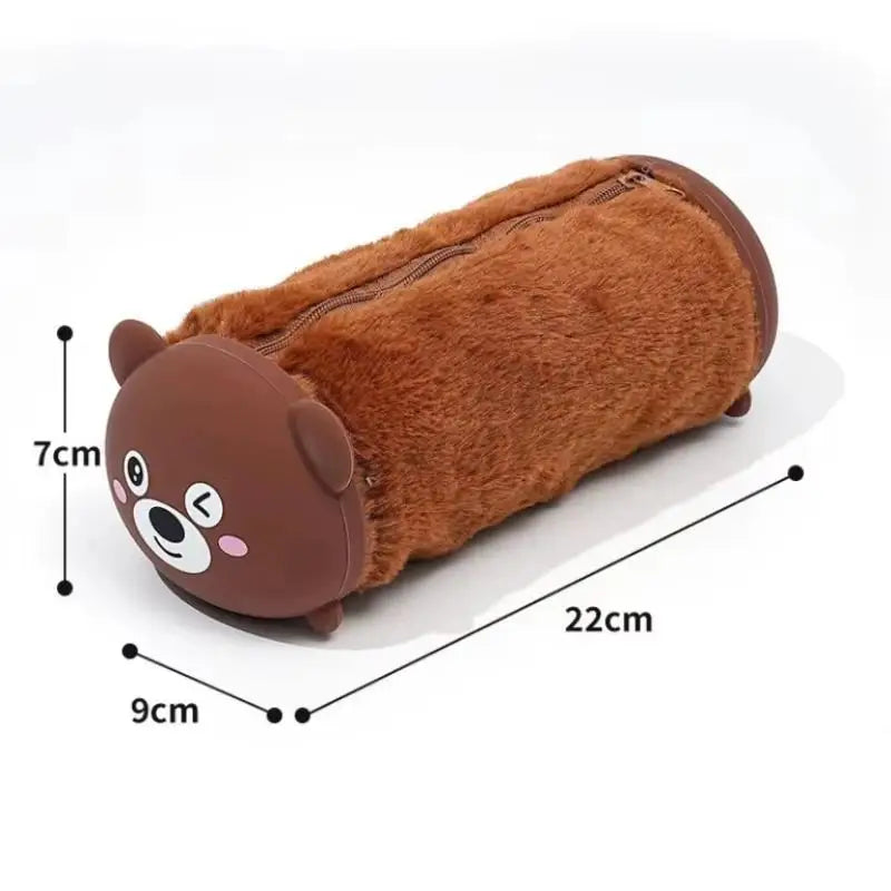 Cute Cartoon Plush Pencil Case – Large Capacity Storage Bag
