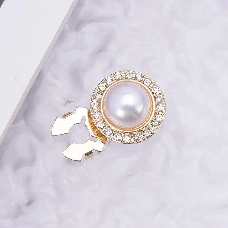 Crystal Pearl Clip-On Button Covers | DIY Shirt & Blouse Decor