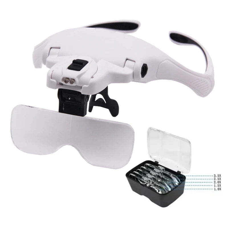 Hot Selling Magnifying Glass LED Light Head Loupe Jeweler Watch Bright Magnifier with 5 Lens Peaceful Pleasures Health and Wellness B2
