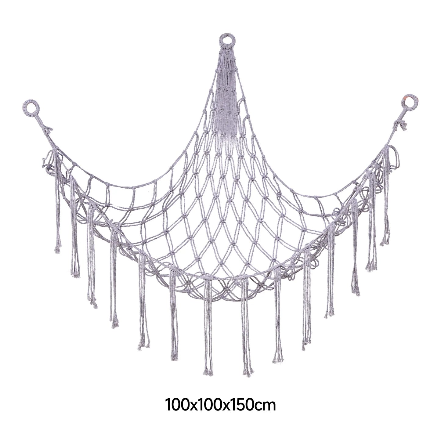 Triangle Wall Hanging Toy Net Pouch Children Room Storage Organizer Knitted Plush Toy Hammock Net Peaceful Pleasures Health and Wellness Grey A