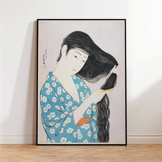 Minimalist Japanese Women Canvas Wall Art Print | Home Decor Canvas Wall Art Peaceful Pleasures Health and Wellness G4369 21x30cm Unframed