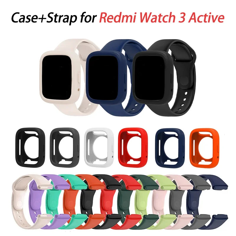 Silicone Strap+case Compatible for Redmi Watch 3 Active Smartwatch Band for Mi Watch 3 Active Protective Case Protector Cover Peaceful Pleasures Health and Wellness