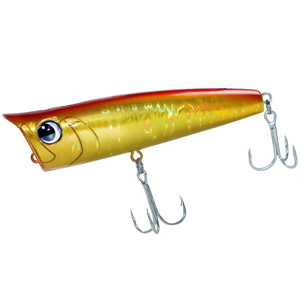 90mm 15g Popper Fishing Lure — 3D Eyes Floating Swimbait Fishing Lures Peaceful Pleasures Health and Wellness Yellow United States