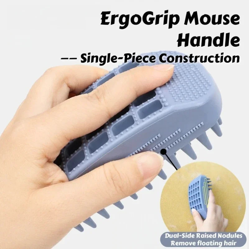 3-Head Silicone Pet Bath Brush – Fur Removal for Cats & Dogs