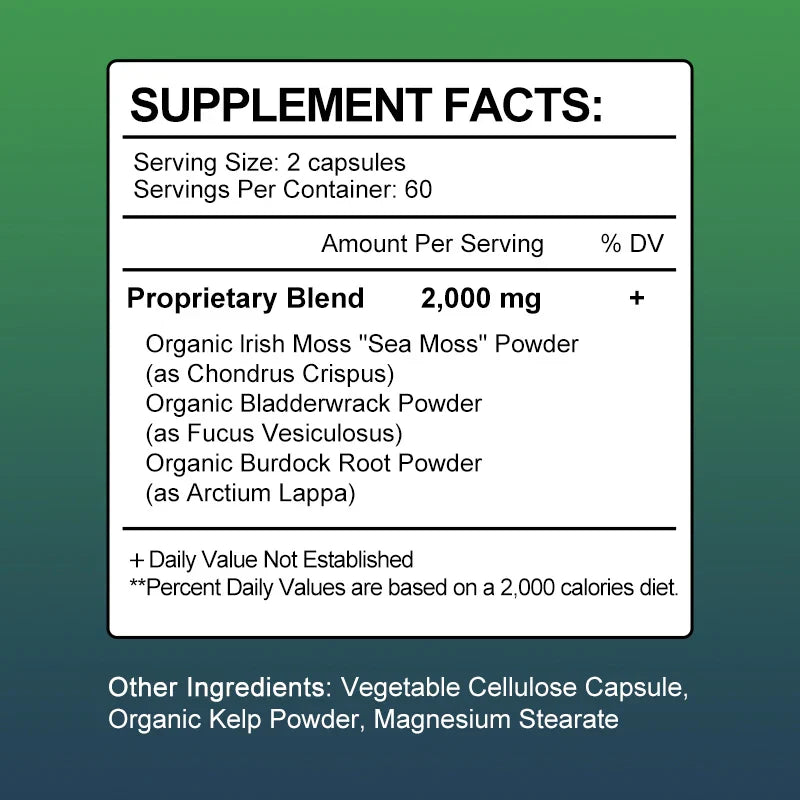 Beworths Sea Moss Capsules – Immune & Thyroid Support 120ct