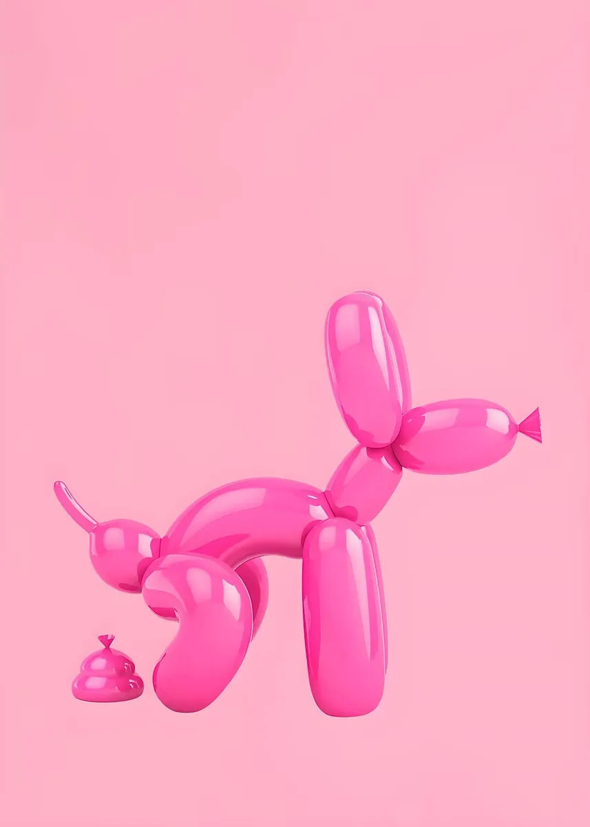 Pink Balloon Dog Canvas Wall Art | Preppy Teen Dorm Room Decor