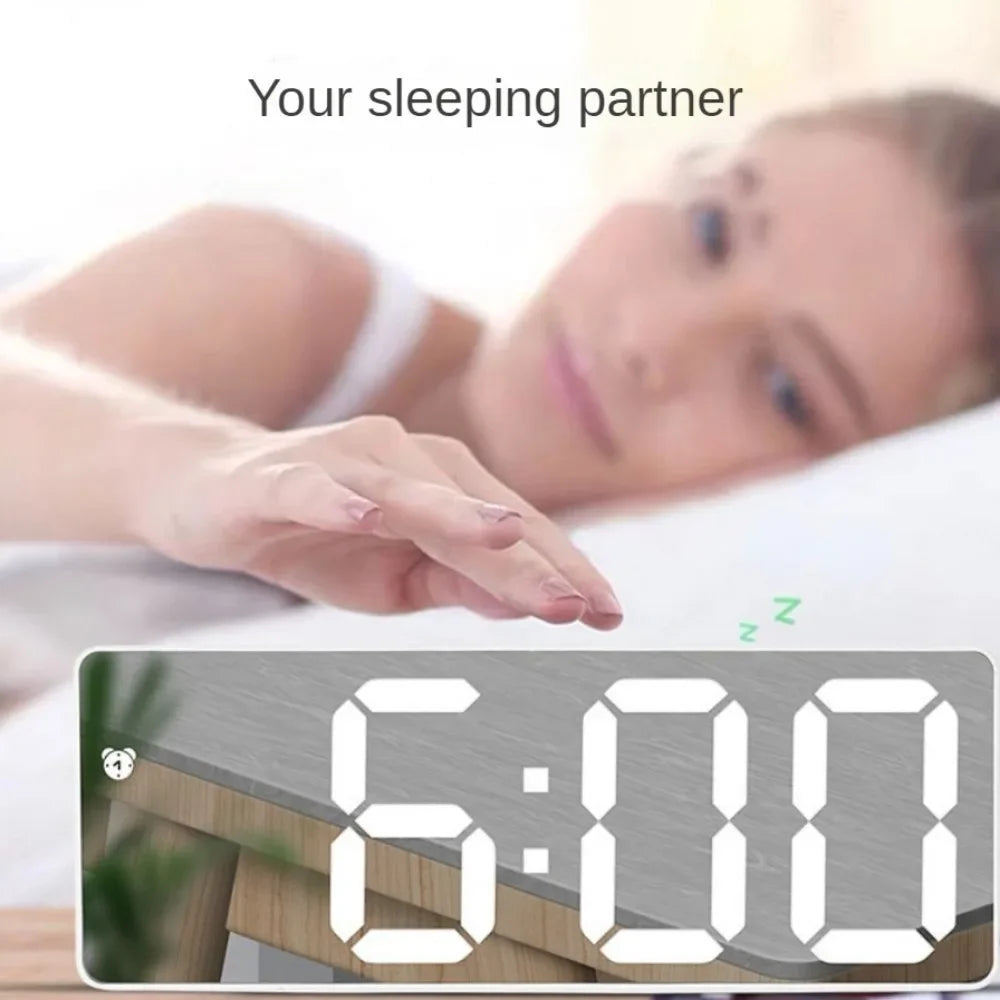 Led, Alarm, Clock, Digital, Children's, Electronic, Curved, Screen, Mirror, Temperature, Clock, Bedroom, Decoration, Electronics Peaceful Pleasures Health and Wellness