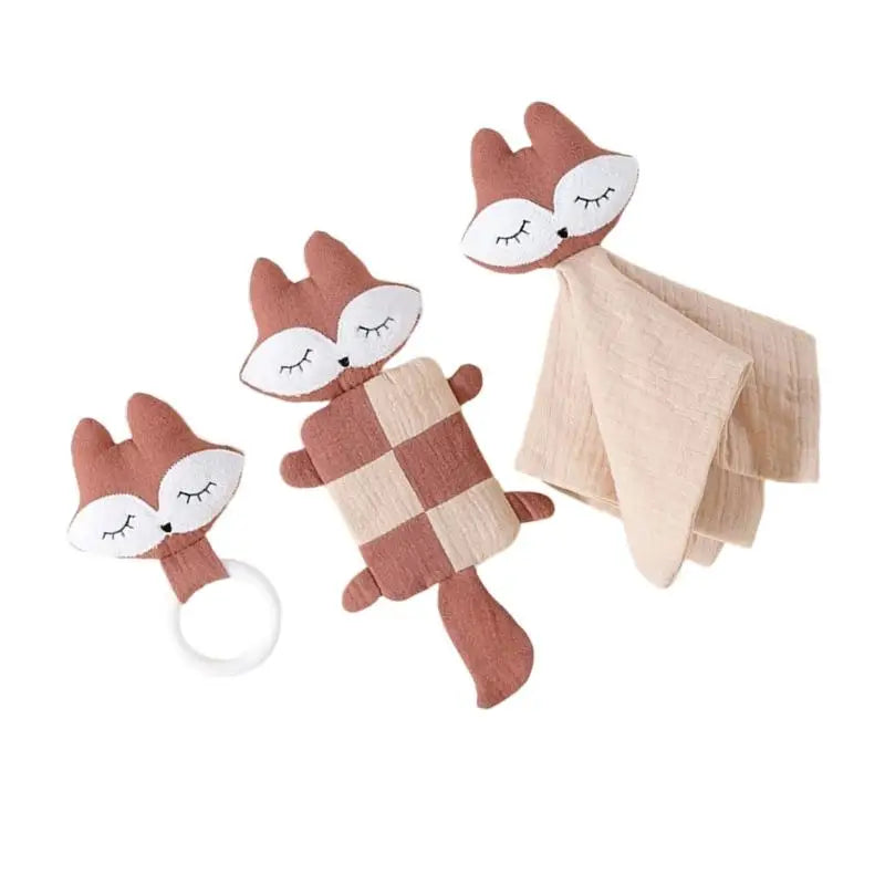 Baby Soothing Towel Set 3pcs | Cartoon Animal Comforting Blanket
