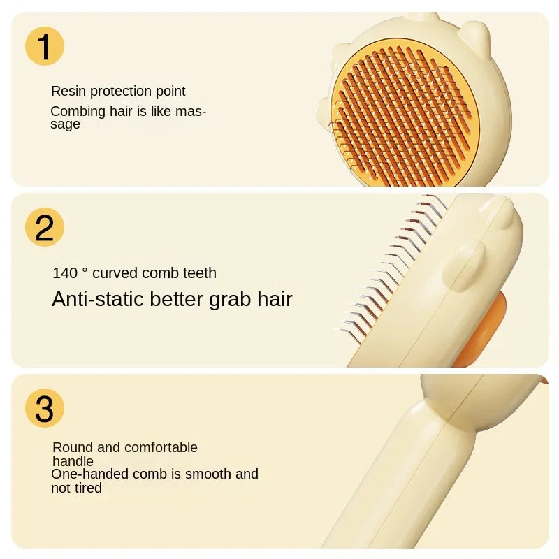 Self-Cleaning Pet Grooming Brush | Cat & Dog Deshedding Comb