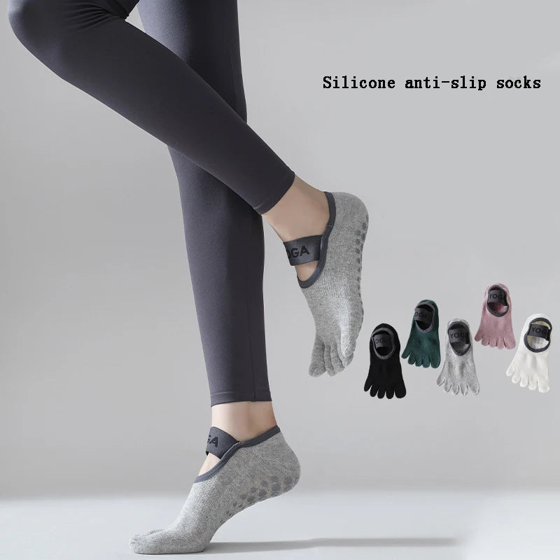 Anti-slip Cotton Sweat-absorbing and Wear-resistant Five-finger Floor Socks Women's Dance Practice Socks Pilates Socks Peaceful Pleasures Health and Wellness