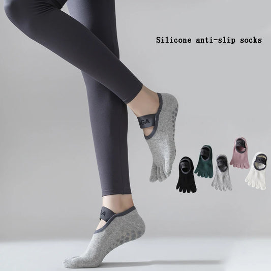 Anti-slip Cotton Sweat-absorbing and Wear-resistant Five-finger Floor Socks Women's Dance Practice Socks Pilates Socks Peaceful Pleasures Health and Wellness