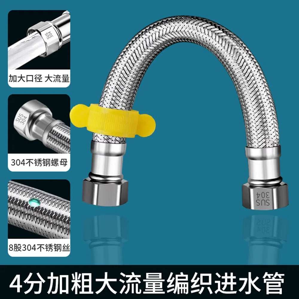 SUS304 Flexible Water Inlet Hose G1/2"–G3/4" | 20–200cm
