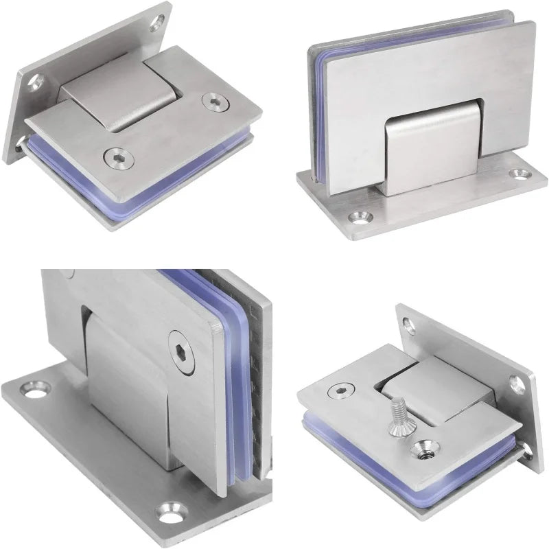 Stainless Steel Frameless Glass ShowerDoor Hinges,90 Degree Bathroom Glass Clamp Wall to Glass Bracket Clips Fit for 8-12mmThick Peaceful Pleasures Health and Wellness