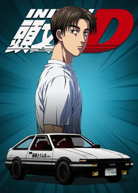 Initial D AE86 Takumi Anime Canvas Wall Art | Drift Car Poster