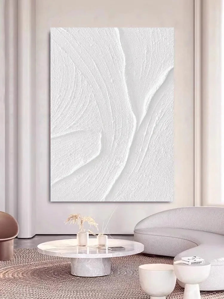 Hand-painted Oil Painting Black and White Modern Minimalist Entrance Three-dimensional Large Floor-to-ceiling Gypsum Painting Peaceful Pleasures Health and Wellness Without frame C Custom