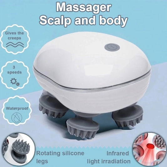 Head Massager with Adjustable Speed for Scalp Massage Red Light for Hair Care Soft Silicone for Deep Kneading of the Head Peaceful Pleasures Health and Wellness