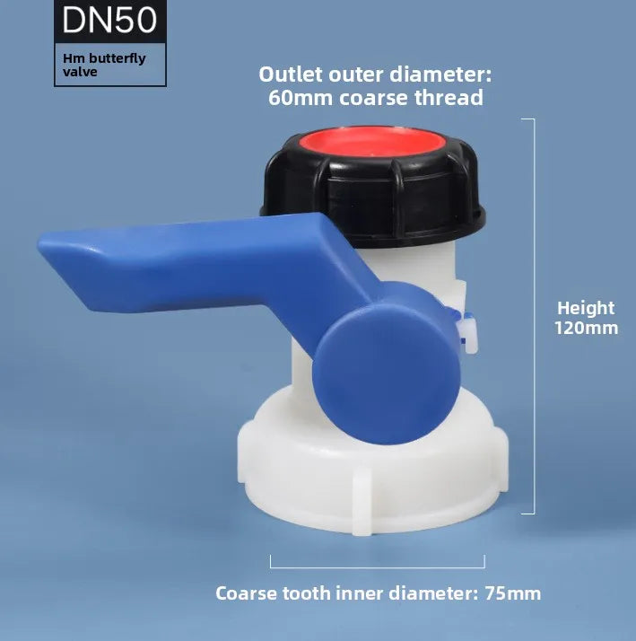 DN40/DN50 IBC Tank Butterfly Valve Adapter – 1000L Plastic