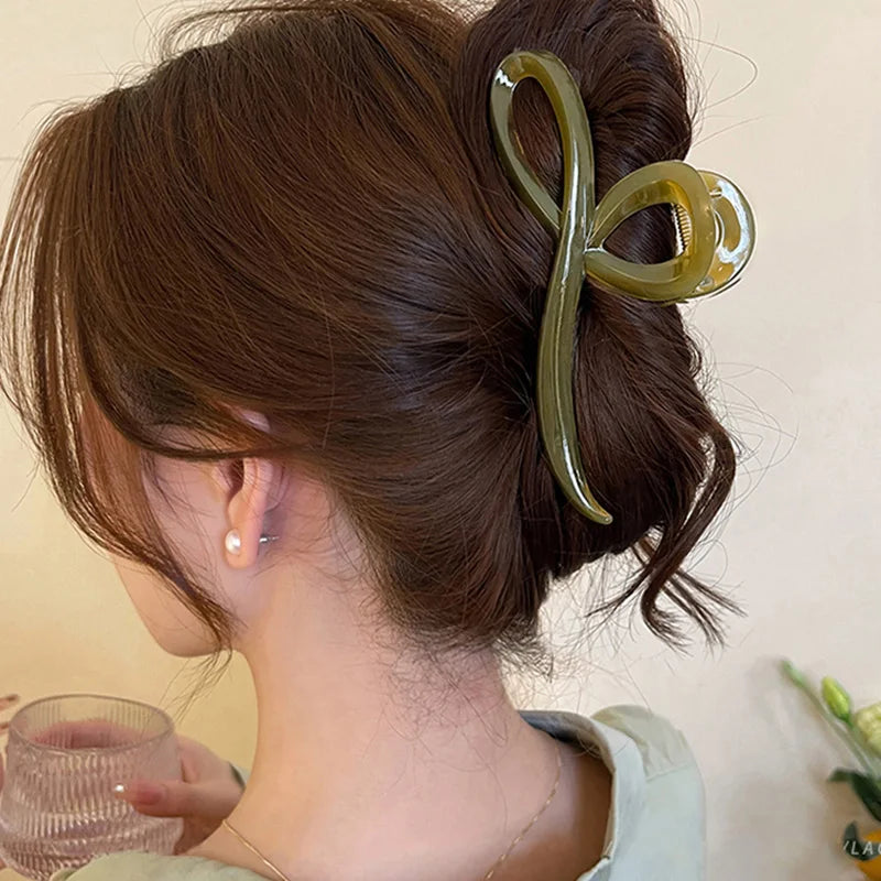 Elegant Jelly Bow Hair Claw Women Girls Sweet Ornament Back Headband