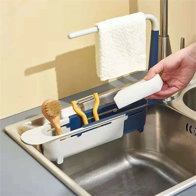 Expandable Sink Caddy Drain Basket | Sponge & Soap Organizer