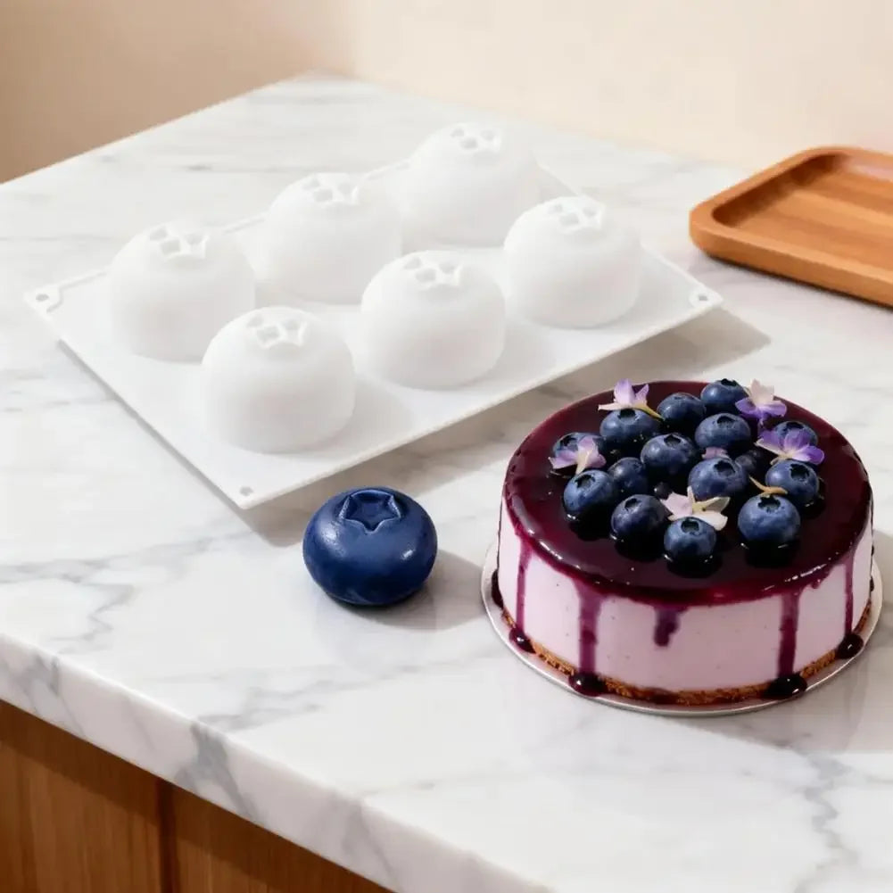 Blueberry Mousse Silicone Mold 6-Cavity 3D Fruit Shape Baking Pan For Chocolate Brownie Dessert Cake Decorating Tool Peaceful Pleasures Health and Wellness
